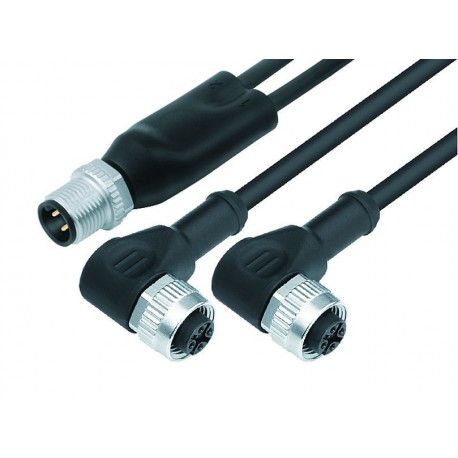 Double plug M12x1 - 2, Female angled connectors M12x1