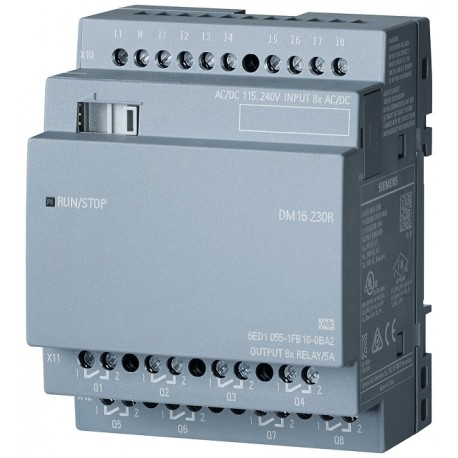 LOGO! DM16 230R išplėtimo modulis, PS/I/O: 230V/230V/relay, 4 MW, 8 DI/8 DO for LOGO! 8