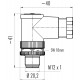 Male connector, M12-A, 5-pin, screw terminal connection, angled