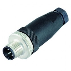 Male connector, M12-A, 4-pin, screw terminal connection, straight