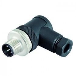 Male connector, M12-A, 4-pin, screw terminal connection, angled