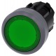 Mygtukas 22mm, žalias, švieč., su metal. žiedu