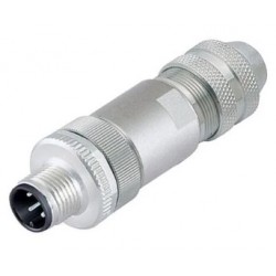 Male connector, M12-D, 4-pin, screw terminal connection, straight, series 825, Automation Technology - Data Transmission